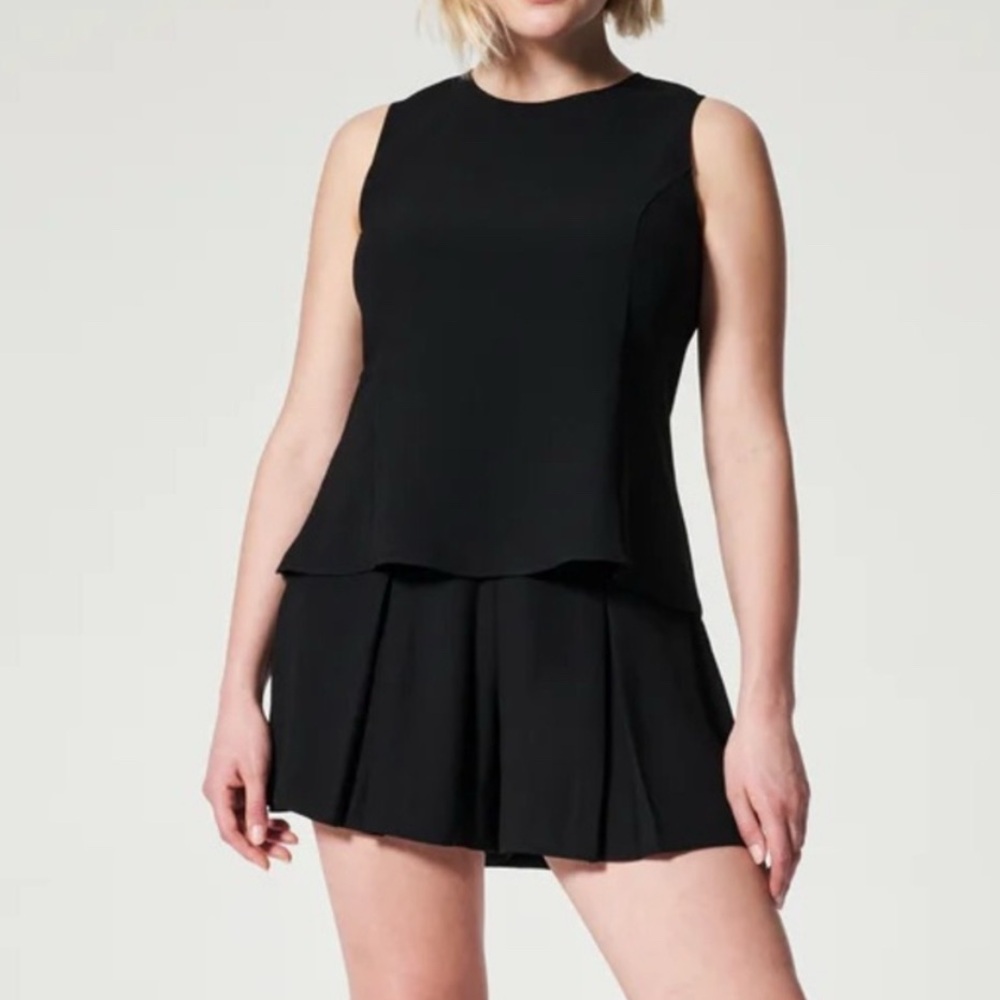 Spanx Carefree Crepe Black Peplum Tank